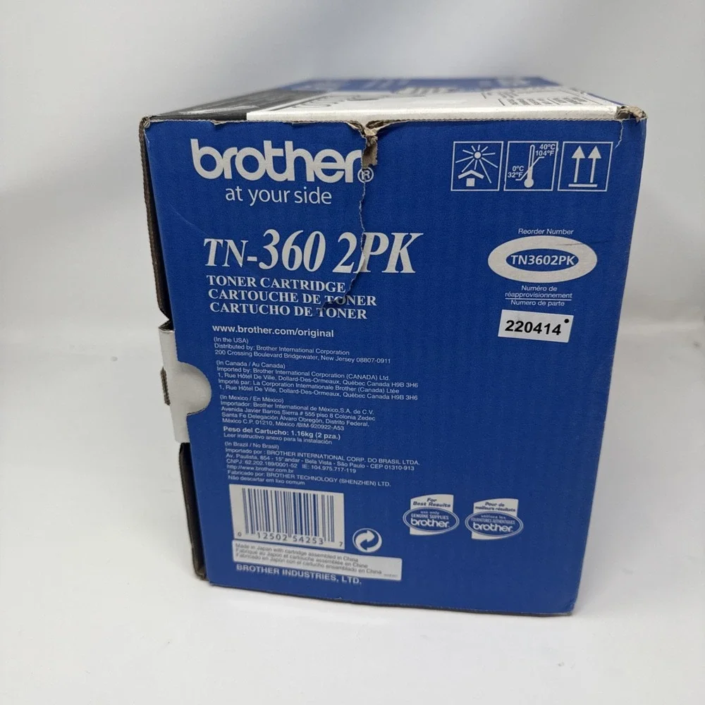 Brother TN-360 Black Toner Dual-Pack 2PK High-Yield DCP-7030 HL-2170W TN360